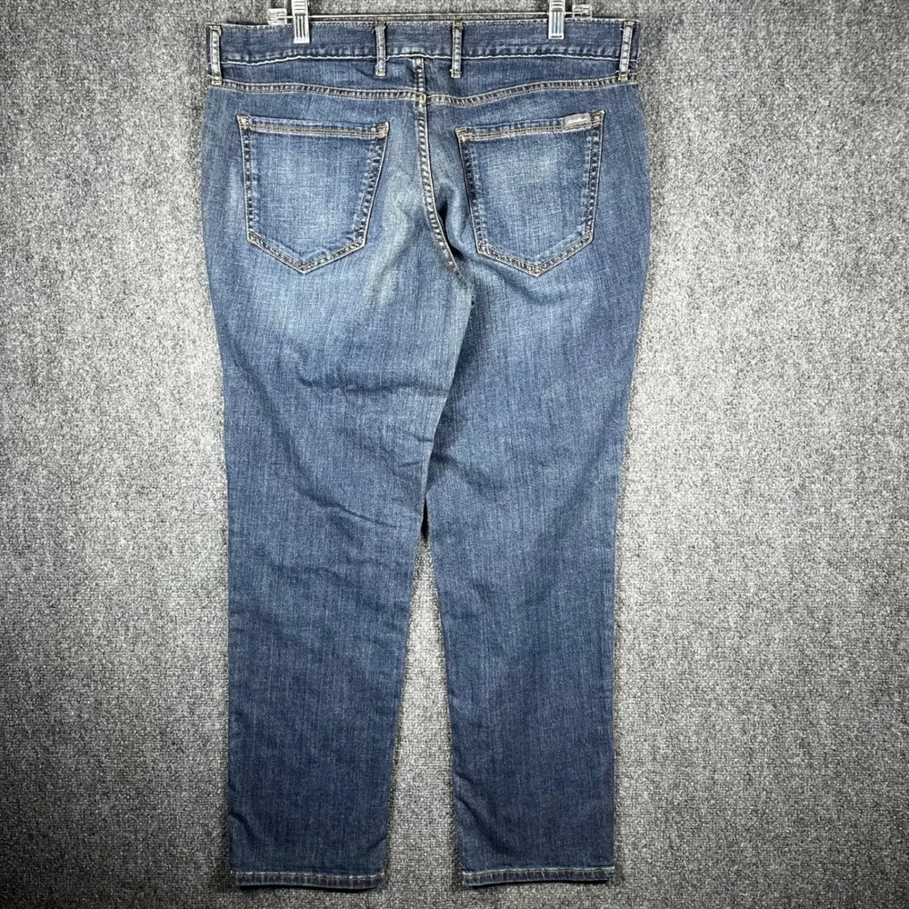 Eddie Bauer Boyfriend Jeans Womens 16 Medium Blue Distressed Plaid Patch Relaxed